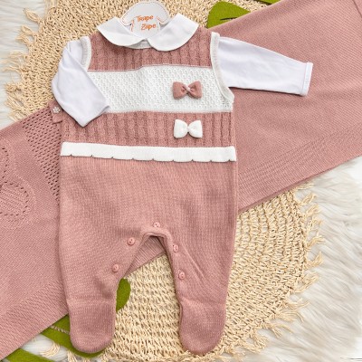  Saída de Maternidade Joana - Rosê Manta Coração Dois Laços